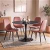 DEGHI Set 4 sedie in velluto rosa antico con gambe in metallo nere e oro - Finesse Glow
