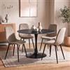 DEGHI Set 4 sedie in velluto trapuntato tortora con gambe in metallo nere - Finesse Velvet