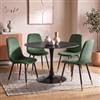 DEGHI Set 4 sedie in velluto verde scuro con gambe in metallo nere e oro - Finesse Glow