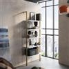 DEGHI Libreria 70x180h cm ripiani bianchi e struttura in acciaio finitura oro - Multipla