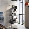 DEGHI Libreria 70x180h cm ripiani antracite e struttura in acciaio opaco - Multipla