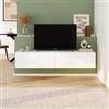 DEGHI Porta tv sospeso 135x25h cm bianco opaco con 2 ante - Betka