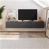 DEGHI Porta tv sospeso 180x30h cm effetto rovere con 3 ante antracite - Betka