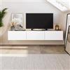 DEGHI Porta tv sospeso 180x30h cm effetto rovere con 3 ante bianco opaco - Betka