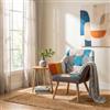 DEGHI Poltrona scandinava in tessuto patchwork multicolor rosso e blu - Copenaghen