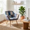 DEGHI Poltrona scandinava in velluto patchwork multicolor blu - Copenaghen
