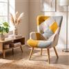 DEGHI Poltrona scandinava in tessuto patchwork multicolor giallo - Copenaghen