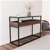DEGHI Consolle 110x80h cm con top in vetro e ripiano rovere noce - Tod