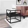 DEGHI Tavolino 50x50 cm in metallo con top in vetro temperato e ripiano nero - Tod