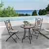DEGHI Set bistrot 2 sedie e tavolo Ø 60 cm con decorazione mosaico a stella toni freddi - Otranto