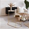 DEGHI Tavolino 80x40 cm oro con piano in vetro specchiato - Richmond