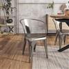 DEGHI Sedia con braccioli impilabile stile industrial grigio spazzolato - Farley