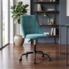 DEGHI Sedia da ufficio girevole in velluto blu petrolio con base in metallo nero - Iupak Roller