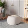 DEGHI Pouf ovale 60x33h cm in tessuto effetto maglia beige - Graziana
