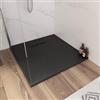 DEGHI Piatto doccia 80x80 in resina effetto pietra ardesia nero - Kalf