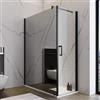 DEGHI Box doccia 140X80 cm lato fisso specchiato con battente e profilo nero 200h - Artego Duo