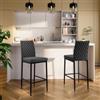 DEGHI Set 2 sgabelli in similpelle grigio con gambe in metallo nero - Frest