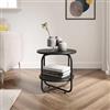 DEGHI Tavolino rotondo 45 cm in metallo nero con piano contenitore - Snoop
