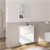 DEGHI Mobile bagno sospeso 60 cm profondità 42 cm bianco lucido con specchio e mensola - Ready