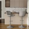 DEGHI Set 2 sgabelli in similpelle trapuntata a rombi grigio brina con base in metallo - Zigolo