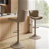 DEGHI Set 2 sgabelli in similpelle trapuntata a strisce beige sirius con base in metallo - Zigolo
