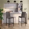 DEGHI Set 2 sgabelli in velluto grigio fumo con gambe in metallo nero - Frest
