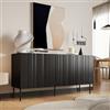 DEGHI Madia 150x75h cm nero cannettato alternato con 3 ante e piadi in metallo finitura opaca - Gladys