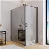 DEGHI Box doccia 140X100 cm lato fisso specchiato con battente e profilo nero 200h - Artego Duo