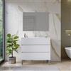 DEGHI Mobile bagno a terra 100 cm bianco opaco con lavabo e specchio - Calipso