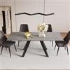 DEGHI Tavolo allungabile 140-200x80 cm con top in ceramica effetto marmo e gambe in metallo grigio scuro - Daryl