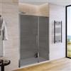 DEGHI Box doccia nicchia 140 cm battente 80 cm e lato fisso con vetro temperato fumé e profilo cromo 195h - Nilo