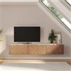 DEGHI Mobile porta tv 180 cm bianco e rovere effetto parquet con 3 ante - Betka