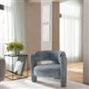 DEGHI Poltrona design moderno in tessuto effetto maglia blu avio - Vivian