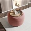 DEGHI Pouf contenitore 56 cm con vassoio in velluto rosa antico - Gildas