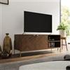 DEGHI Mobile porta tv 120x48h cm in legno noce effetto parquet con 2 ante e struttura in metallo oro bronzato - Mufasa