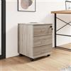 DEGHI Cassettiera 40x52h cm in legno rovere con 3 cassetti su ruote - Artik