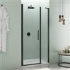 DEGHI Box doccia nicchia 115 cm battente 80 cm e lato fisso con vetro trasparente e profilo nero opaco 195h - Nilo
