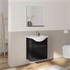 DEGHI Mobile bagno sospeso 60 cm profondità 42 cm nero lucido con specchio e mensolina - Ready