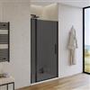 DEGHI Box doccia nicchia 100 cm battente 80 cm e lato giunto con vetro temperato fumé e profilo nero opaco 195h - Nilo