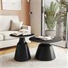 DEGHI Set 2 tavolini tondi 50 e 70 cm in ceramica nero portoro e base nero - Mikado