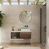 DEGHI Mobile bagno sospeso 110 cm rovere bianco con cassettone rovere deciso e specchio - Balik