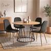 DEGHI Set 4 sedie in tessuto antracite con gambe effetto legno - Finesse Soft
