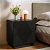 DEGHI Comodino 55x60h cm con 2 cassetti soft close nero opaco cannettato - Ayla