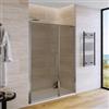 DEGHI Box doccia nicchia 140 cm battente 80 cm e lato fisso con vetro temperato bronzato e profilo cromo 195h - Nilo