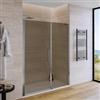 DEGHI Box doccia nicchia 155 cm battente 80 cm e lato fisso con vetro temperato bronzato e profilo cromo 195h - Nilo