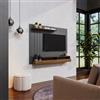 DEGHI Parete attrezzata sospesa 154x120h cm pannello antracite con porta tv e mensola effetto rovere scuro - Moyo