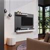 DEGHI Parete attrezzata sospesa 154x120h cm pannello antracite con porta tv e mensola bianco - Moyo