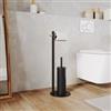 NOBILI Piantana portarotolo e portascopino in acciaio inox nero e bambù naturale - Linky