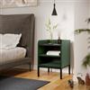 DEGHI Comodino 40x55h cm verde con 2 vani a giorno e gambe in metallo nero - Jewel