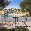 DEGHI Set bistrot con tavolo rotondo 60 cm e 2 sedie in metallo nero e decoro mosaico - Otranto